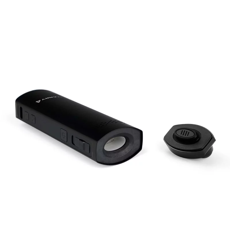 XMAX Starry 4 tragbarer Vaporizer in schwarz, geöffnet, Blick in Kräuterkammer, Deckel liegt daneben