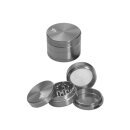 Black Leaf Aluminium Grinder 4-tlg. mit Sieb - Effizientes Mahlen - silber