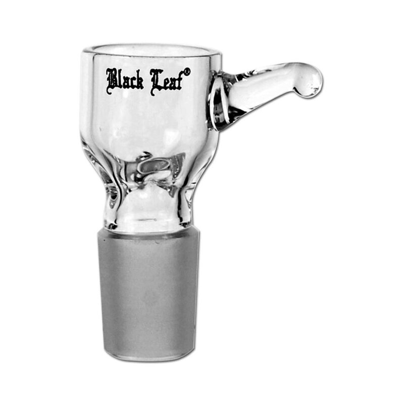Black Leaf Bong Kopf Aus Glas - Konischer Steckkopf NS 14 (14,5 Mm) Mit Rollstopp