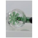 Blaze Glass Steckkopf mit eingebautem, farbigen Glassieb und Griff/Rollstopp grün