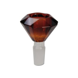 bong-discount Steckkopf durchgefärbter, geschliffener Kristall-Kopf Diamond aus Buntglas amber