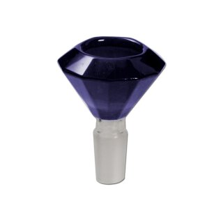 bong-discount Steckkopf durchgef&auml;rbter, geschliffener Kristall-Kopf Diamond aus Buntglas blau