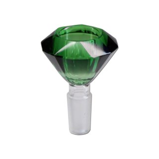 bong-discount Steckkopf durchgef&auml;rbter, geschliffener Kristall-Kopf Diamond aus Buntglas gr&uuml;n
