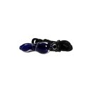 bong-discount Glaspfeife Anh&auml;nger mit Spiralstreifen, inkl. Lederband blau