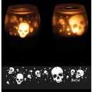 Black Leaf Teelicht Kerzenhalter Votiv-Glas Totenkopf - Skull schwarz