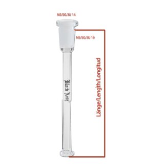 Bong-Zubehör: Adapter-Shillum, Showerhead Diffusor-Chillum NS19 auf NS14 Innenschliff 14 cm
