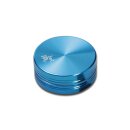 Grinder, rund, blaues Metall, glatte Oberfläche oben...