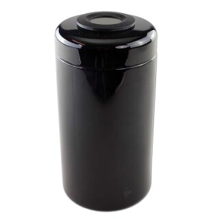 Vorratsdose zylindrisch Violettglas mit schwarzem Deckel
