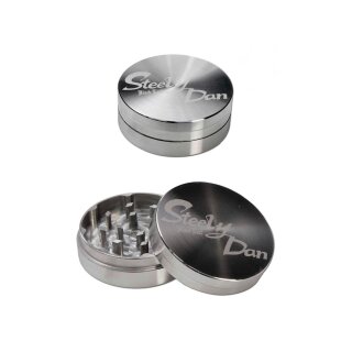 Grinder metallisch rund aus Edelstahl mit zweilagigem Aufbau und scharfkantigen Zähnen