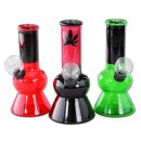 Glas-Mini-Bong mit Hanfblatt-Design – Kompakt & Funktional - Rot