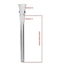 Glas-Chillum mit 19er Schliff und Kugelverzierung, transparentes Design, zylindrische Form, glatte Oberfläche, geeignet für Wasserpfeifen, detailliert fotografiert gegen weißen Hintergrund.