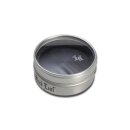 Grinder, zylindrische Form, silberfarbenes Metall, transparentes Deckelfenster mit graviertem Logo, Black Leaf Schriftzug auf der Seite, zweigeteiltes Design.