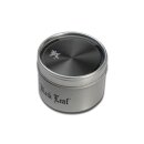 Grinder, rund, Metall, silberfarbig mit schwarzem Deckel...