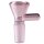 Glaskopf pinker Farbe für Bong, konische Form, Griff seitlich, klarer Glasverbinder am unteren Ende.