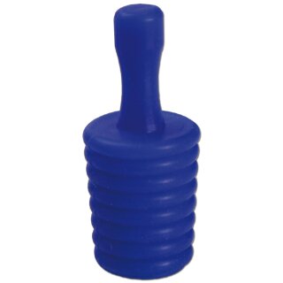 Silikonstopfen, zylindrisch, blau, gerippt, mit glattem Griff