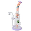 Bong aus klarem Glas mit lila Basis, gebogenem,...