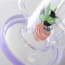Bong mit klaren Glaskorpus und lila Basis, bedruckt mit...