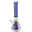 Bong, Kolbenform, transparentes Glas, blaues Design,...