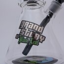 Bong aus klarem Glas mit schwarzem Chillum, konische Form, großes aufgedrucktes &apos