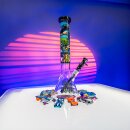 Bong mit Trichterform aus klarem Glas, bedrucktes Rohr...