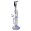 Bong aus klarem Glas mit zylindrischer Form, blauem...
