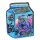 Schnellverschlussbeutel in Form eines Tetrapacks, blau mit schwarzen hawaiianischen Blüten drauf, vorn ein kleines grinsendes Monster mit großen Ohren und darüber steht Ohana Hoops.