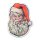 Schnellverschlussbeutel in Form eines Weihnachtsmannkopfes, der grimmig schaut und eine Zigarre raucht.