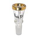 Glaskopf mit Schriftzug Black Leaf, goldener Rand,...