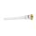 Glas-Chillum mit festem Schliff und goldenem Rand, mit schwarzer Schrift auf oberem Abschnitt.