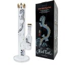 Bong aus Glas, Zylinderform, transparent mit schwarzem...