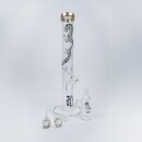 Zylinder-Bong, transparentes Glas, goldener Rand,...