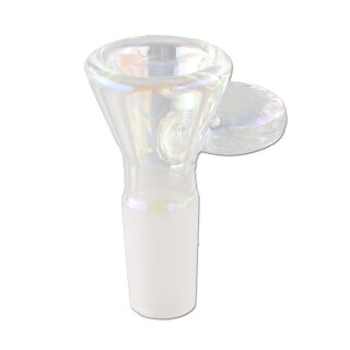Steckkopf aus transparentem Glas mit geschliffenem Ansatz und seitlichem Griff